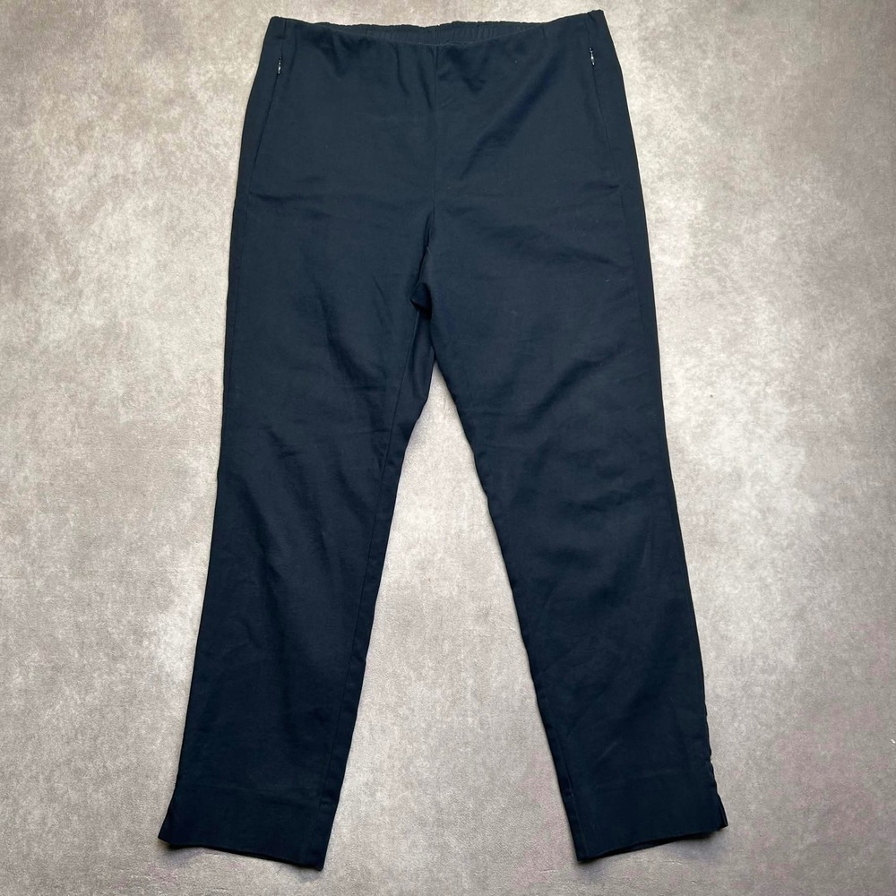 J.Jill Essential Cotton-Stretch Navy Blue Slim Leg Side Zip Pants Size 14